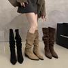 Boots Women's Over-the-Knee 2024 New Knight Boots Autumn and Winter Women's Boots Coarse Heel Knight Boots Pleated Pile Boots Boots Boots