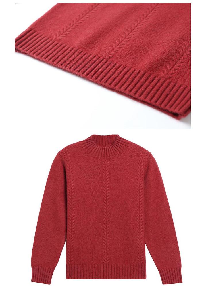 Maternity 100% Pure Wool Autumn/Winter Sweater for Women, Half-High Neck, Thickened Plain Color Base Layer for Middle-Aged & Elderly.
