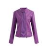 European Women's Slim Fit Leather Jacket Stand Collar Elegant Motorcycle Coat Plus Size