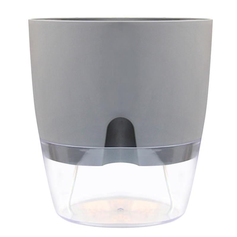 

Серый прозрачный пластиковый цветочный горшок для полива растений, цветочный горшок с контейнером для воды, круглый цветочный горшок, домашний садовый декор