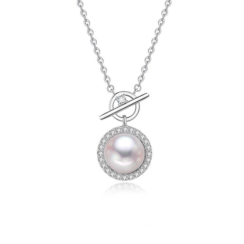 Elegant Freshwater Pearl & Zircon Clavicle Necklace for Women in S925 Sterling Silver S925 Silver