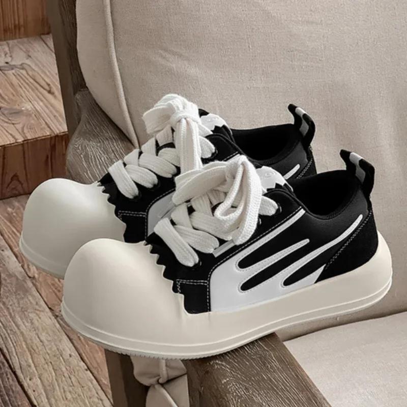 

Designer Big Head Mixed Color Men Sneakers Fashion All Match Chunky Heel Casual Trainers Runway Sport Unisex Shoes Lady Sneakers 42 чёрный