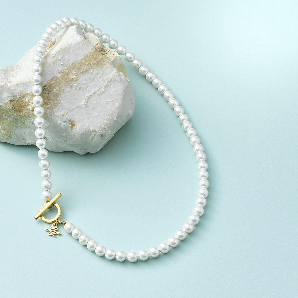Lieri Magnetic Pearl White X Relieves Shoulder Colantotte Official Colantotte Brand Necklace, Gold, 42cm, Women's, Stylish, Stiffness, Cute, Pearl,