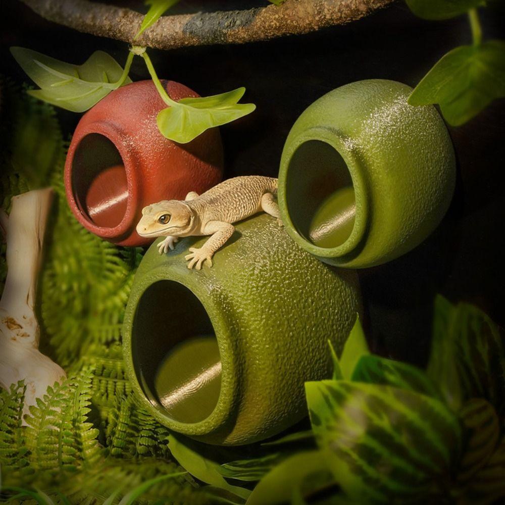 Suction Cup Reptile Hideouts Egg Shaped Climbing Habitat Safe Terrarium Decoration  Gecko Habitat