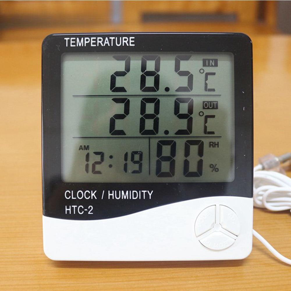 LCD Digital Thermometer Hygrometer Wetterstation Home Indoor Outdoor C/F Temperatur Feuchtigkeitsmesser Mit Wecker