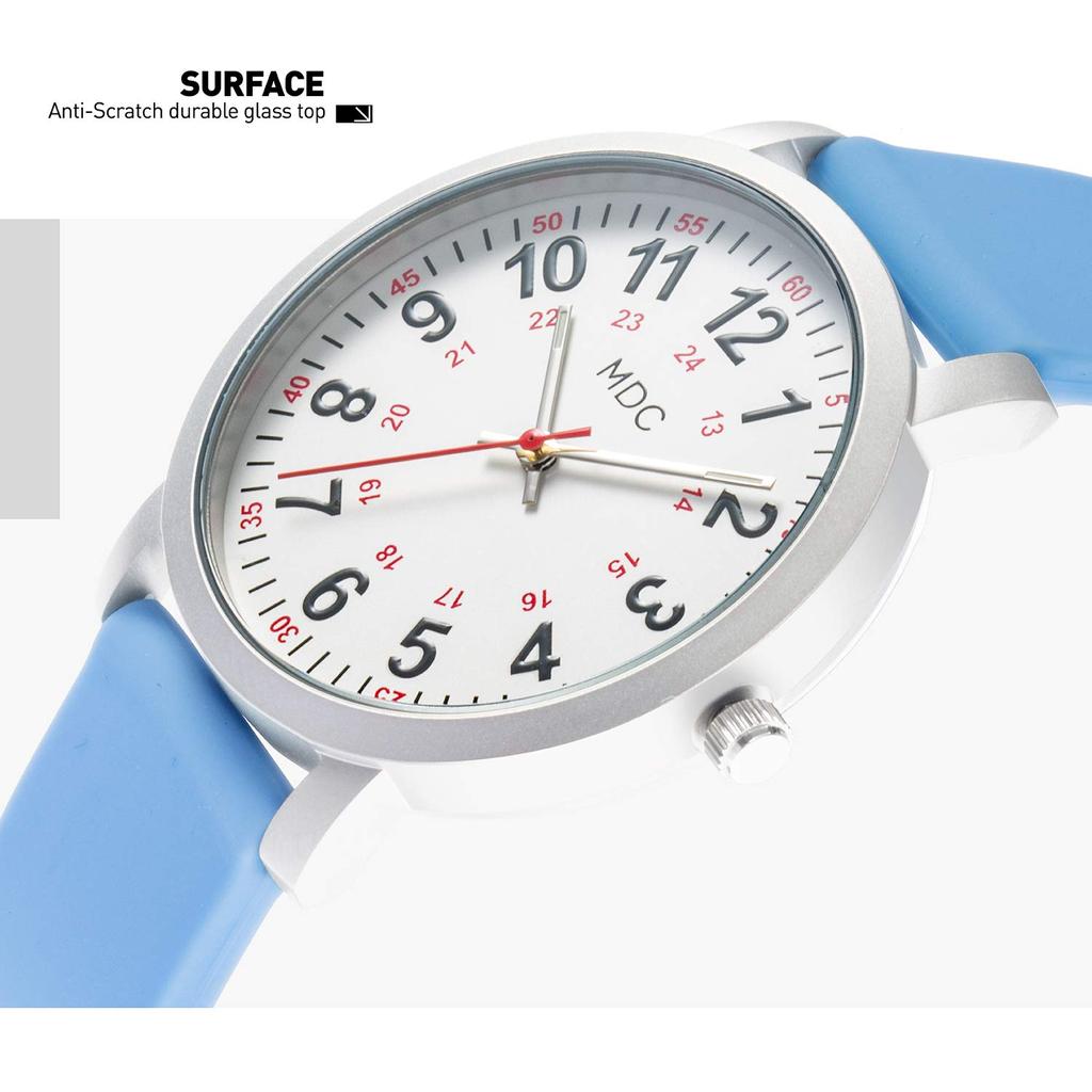 Infantry MDC 5ATM Waterpfoof Nurse Watch Medical Nursing Watch with Second Hand Military Time Silicone Made In Student, Doctor, Band, Blue, Japan.