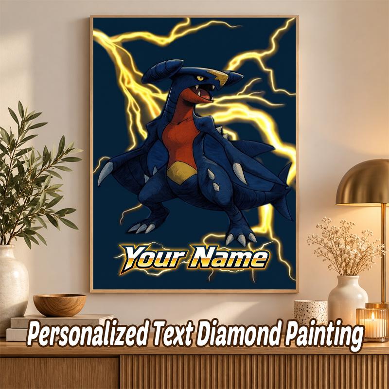 Garchomp Custom Name Diamond Painting Personalized 5D Full Drill DIY Diamond Art Home Decor