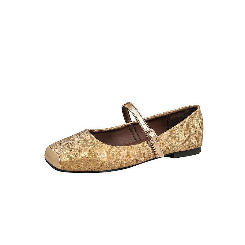 Women's Square Toe Mary Jane Flats Casual Ballet Shoes Walking Shoes with Adjustable Strap Slip On Comfortable Work Flats Soft Dressy Shoes for Women
