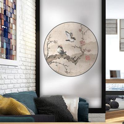 Retro Landscape Stained Glass Window Film Frosted Opaque Privacy Glass Film Chinese Ink Home Decor Cling Window Stickers