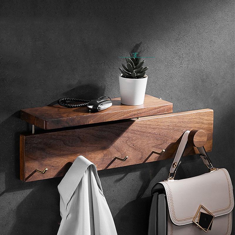 Solid wood Bathroom Hanging Coat Hook Wall Mounted Storage Rack Towel Rack Bedroom Coat Hat Hook Bathroom Shelving