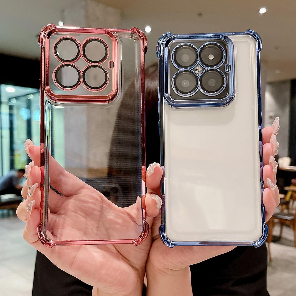 Electroplated Four Corners Anti Drop Transparent Protective Phone Cases for iPhone Samsung Huawei Honor Xiaomi Redmi OPPO Realme Vivo Infinix Tecno