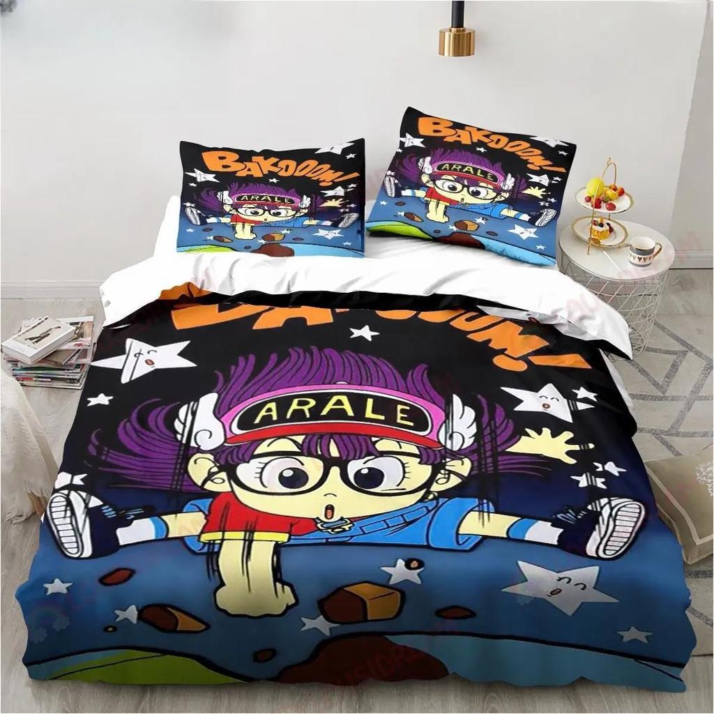 New Cute Cartoon DR Slump Arale Anime Bedding Set King Twin Double Microfiber Polyester Duvet Cover