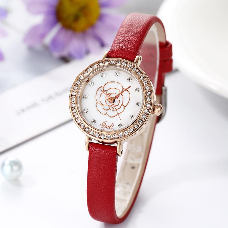 With Dial Diamond Round Belt Wrist Women'S Watch Fashionable And Fresh Student Casual Women'S Watch