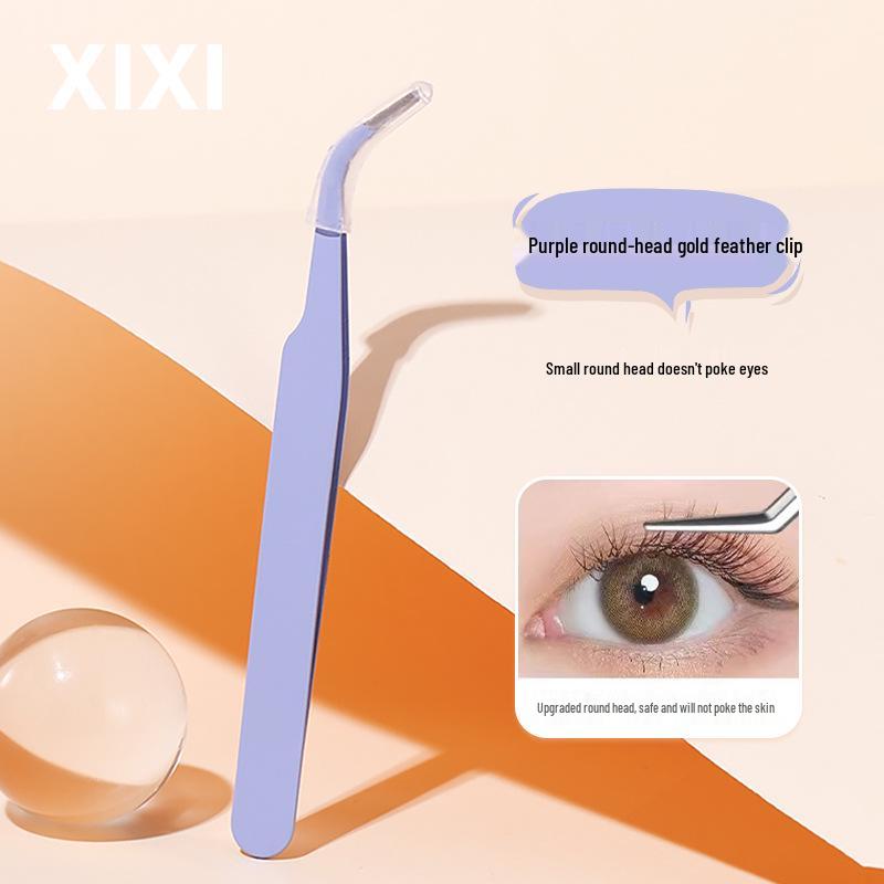 XiXi Gold Feather Precision Eyelash Tweezers - Professional Lash Artist Safety Tool