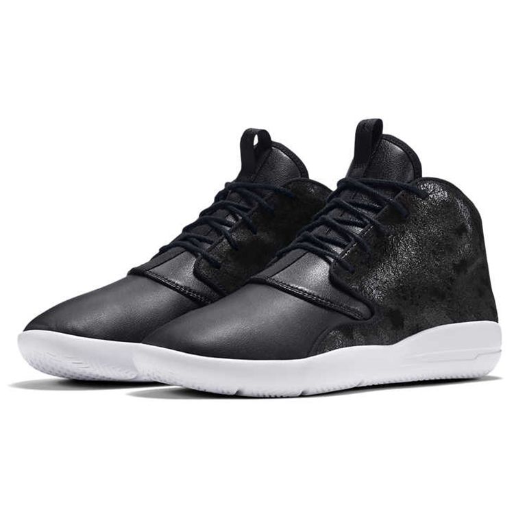 Jordan Eclipse Chukka Synthetic Leather Shock Absorbing Non-Slip Wear-Resistant Mid-Top Basketball Shoes Kids Basketball Shoes Black White 881460-001