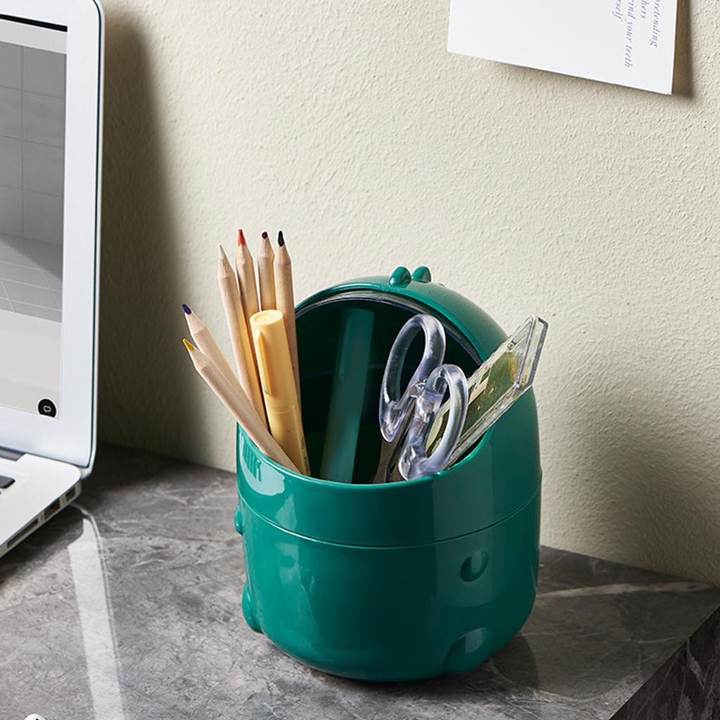 Desktop Trash Can Multifunctional Storage Bucket   Cover Cartoon Container Small Waste Bin for Home School