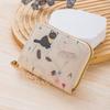 Cute Cartoon Print Mini Short Wallet Multi-slot PU Leather Organ Card Holder Lightweight Zipper Students Coin Purse