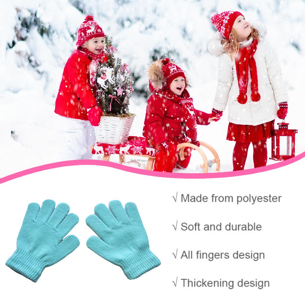 1 Pair Kids Gloves Exquisite Keeping-warm Children Gloves Practical Simple Clothes Accessory with Solid Color for Winter Wear