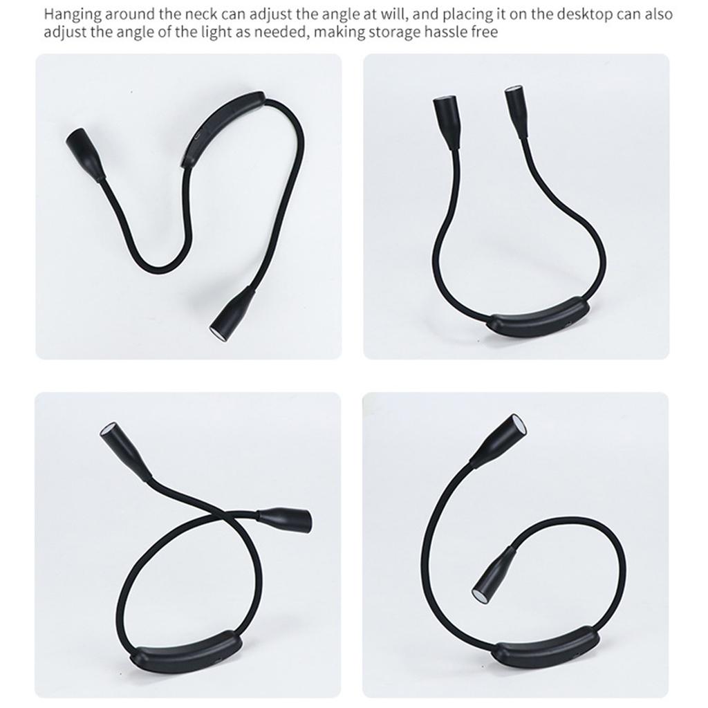 Hands Free LED Neck Reading Lamp 3Brightness Levels Adjustable LED Neck Reading Light Flexible Arms for Bedtime&Travel