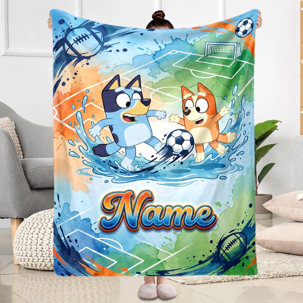 Winter Soccer Fun Customize Text Blanket Gift Personalized Blanket Durable Comfort Suitable for Picnics Couch Bed Seaside Four Seasons Universal