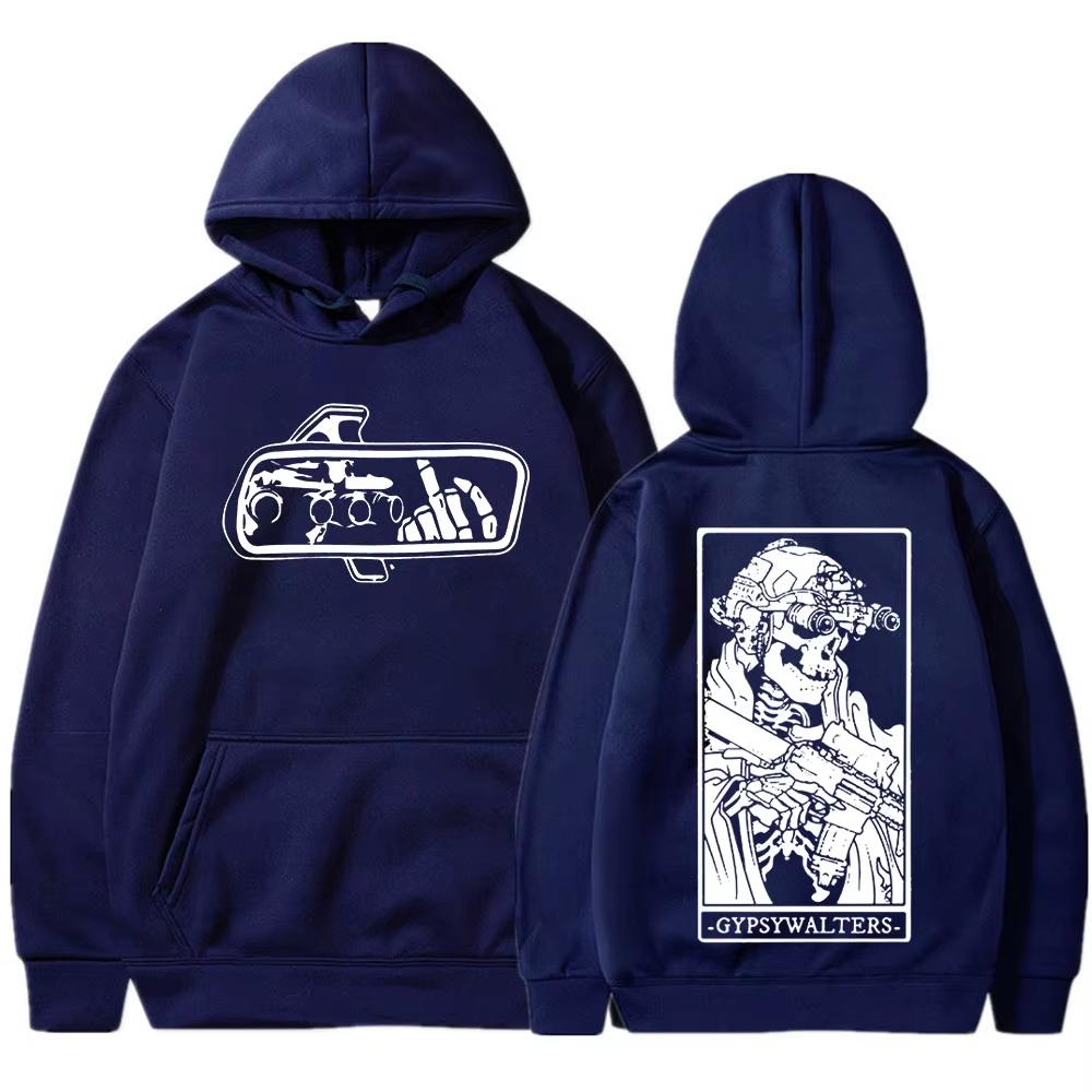 Forward Observations Group Punk Skelett Grafikdruck Kapuzenpullover Herren Damen Streetwear Hip Hop Mode Sweatshirt Gothic Stil Übergroßer Pullover