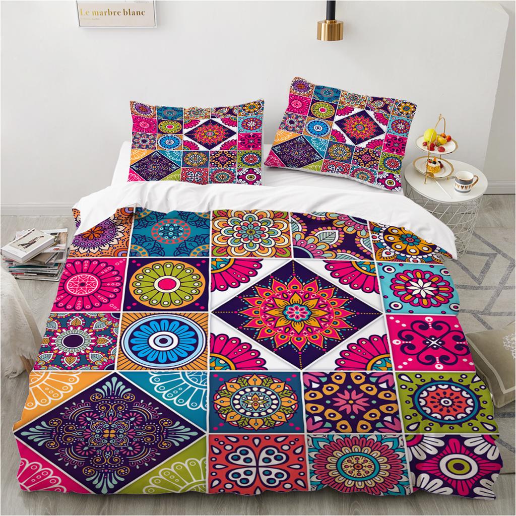 Set de lenjerie de pat colorat Set confortabil Imprimat 3D Set husă de plapumă Față de pernă din fibră ultra-fină 2025 Nou en-gros