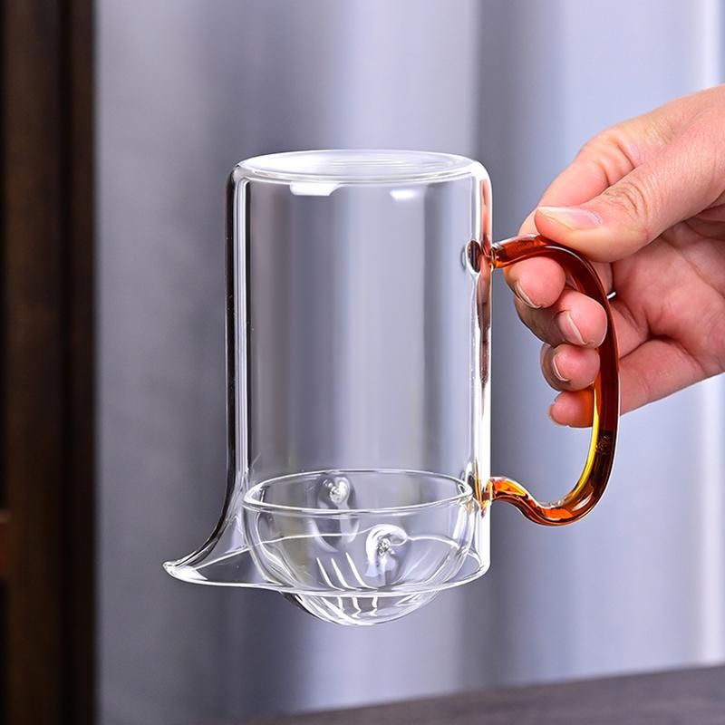 Small Green Orange Tea Sea Tea Separator Household With Handle Heat-Resistant High Borosilicate Glass Transparent Filterable Fair Cup