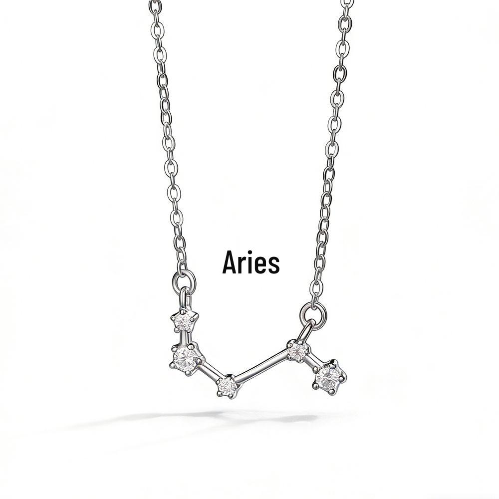 S925 Sterling Silver Zodiac Necklace for Women - High-End, Versatile Clavicle Chain Jewelry