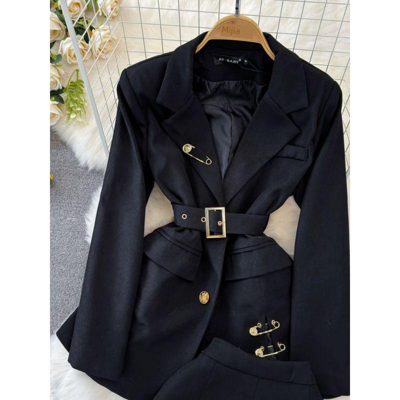 K-style Elegant Mid Length Long Length High Waist Slim Looking Fashion Suit
