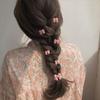 Pink Peach Bobby Pin Hair Clip with Camellia Bow for Daily Styling