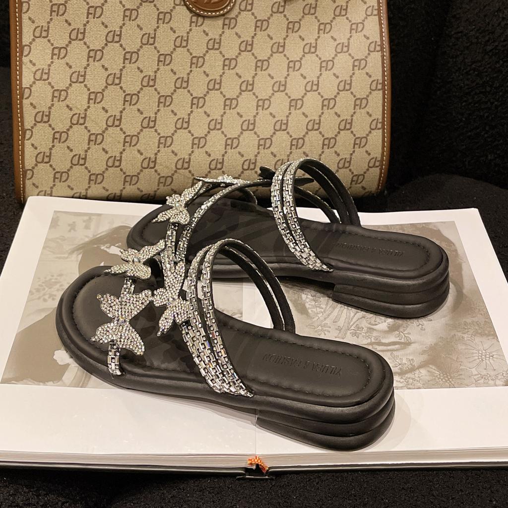 Fashion Butterfly Flat Heeled Sandals Women 2024 Summer Clip Toe Platform Slippers Woman Soft Thick Sole Flip-Flops Slides  Women Shoes