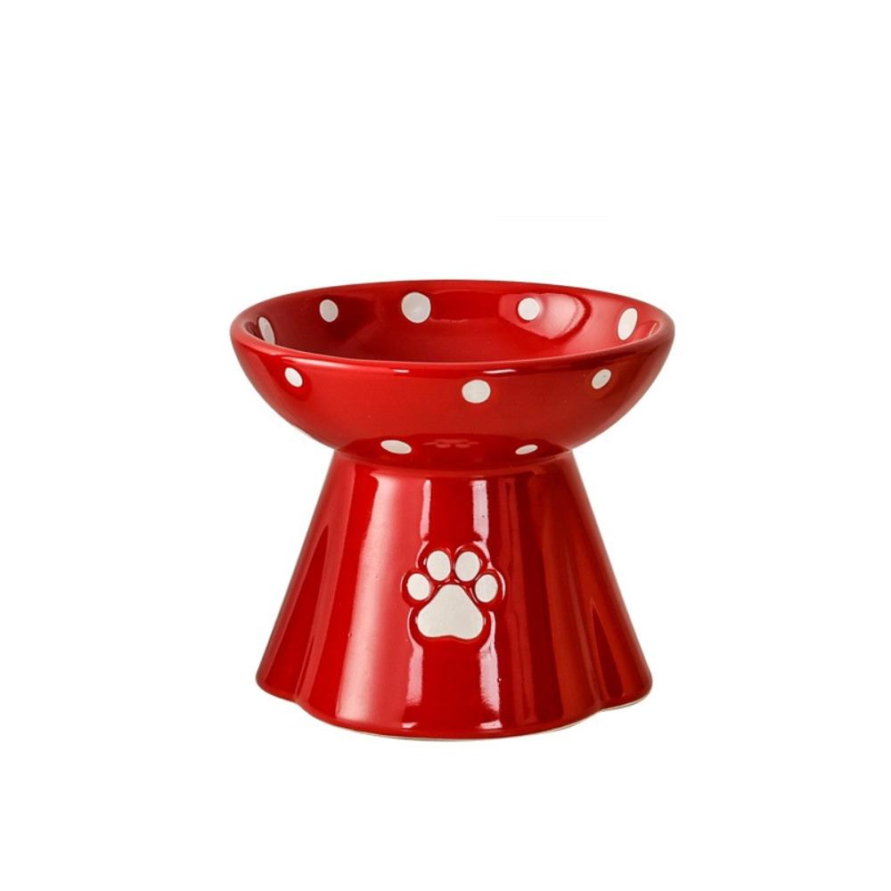 

Керамическая миска для кошек, миска для питья и кормления для домашних животных с защитой от опрокидывания, креативная миска на высокой ножке для питомца, котенок, щенок красный