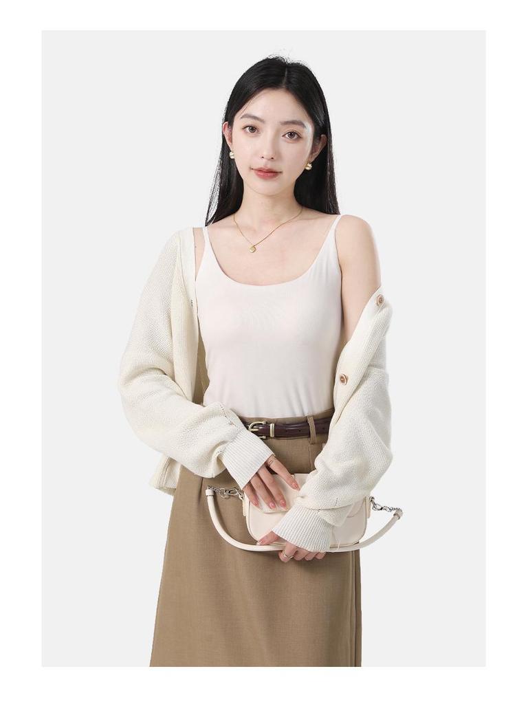 Damen Samt U-Ausschnitt Camisole mit Kamelienöl - Warmes ärmelloses Herbst/Winter Unterhemd