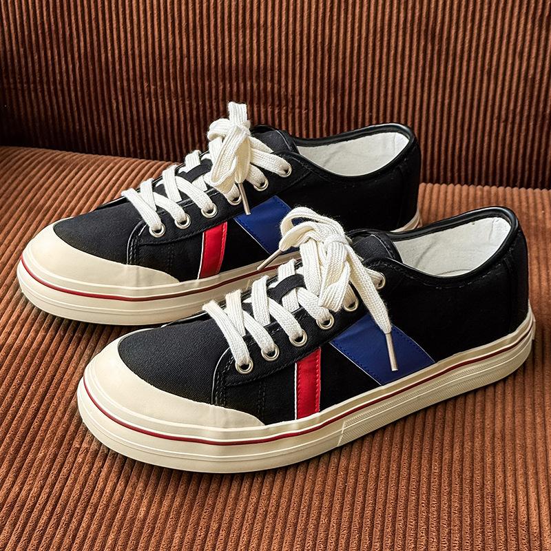 

2025 лето новые парусиновые туфли низкие цветные шнуровка повседневные кеды корейская версия на плоской подошве модная мужская обувь 1579 39