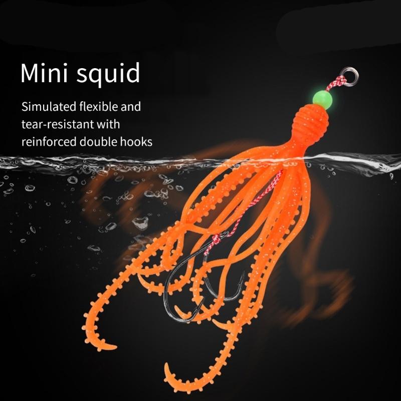 Fishing Tackle Sea Fishing Skirt Soft Lures with Double Barbed Hook Squid Skrit Lure 15cm 10g Artificial Baits