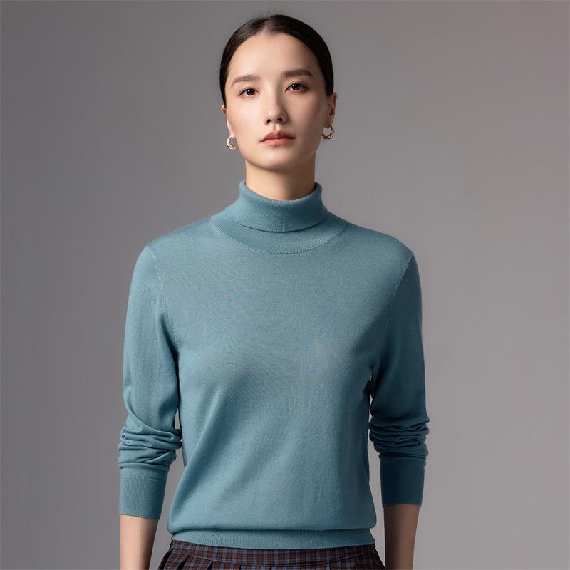 Elegant High Neck Women's Merino Wool Sweater - Ultra-Fine Knit, Autumn 2026