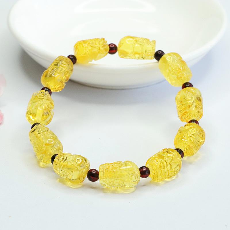 2026 Ximang Amber Bracelet Golden Pi Xiu Chinese Style Jewelry Factory Delivery S3122707 Multi about 8*12mm