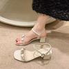 Sandals Women's Summer Versatile Coarse Heel One-word Strap Fairy Independent Station High Heel Women's Shoes