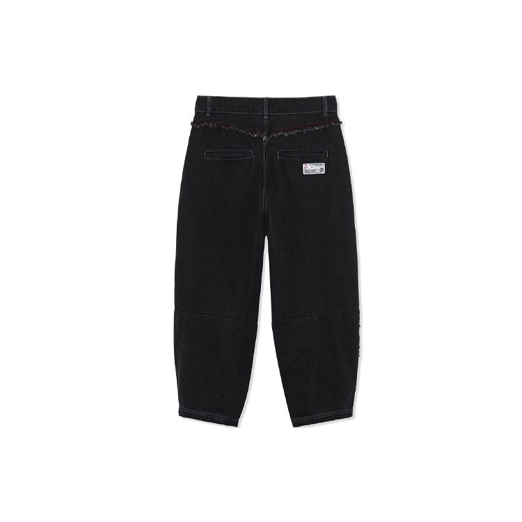 Li Ning Wu Chuang Wu Yi Straight Loose Wash Denim Long Pants Men Bottoms Black AJQR021-2