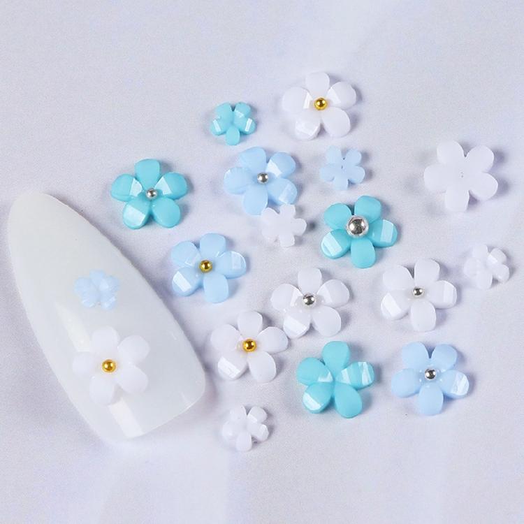 Five Petal Flower Nail Art Jewelry 6-compartment Box Size Mixed Resin Flower