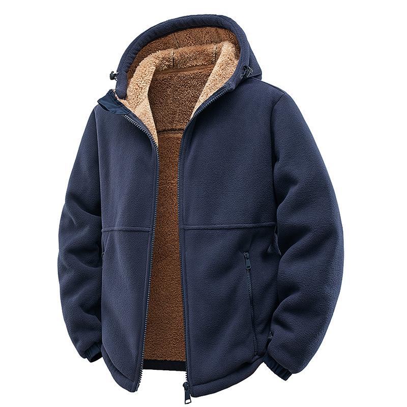 Autumn and Winter Fashion Solid Color Thick Warm Lamb Woolen Jacket For Men's Casual Loose Sports Windproof Plus Size Jacket