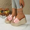Personality Slippers, Women's Wedge Heel Bow Summer Slippers, Comfortable and Elegant, Thick-soled Women's Shoes, Large Size
