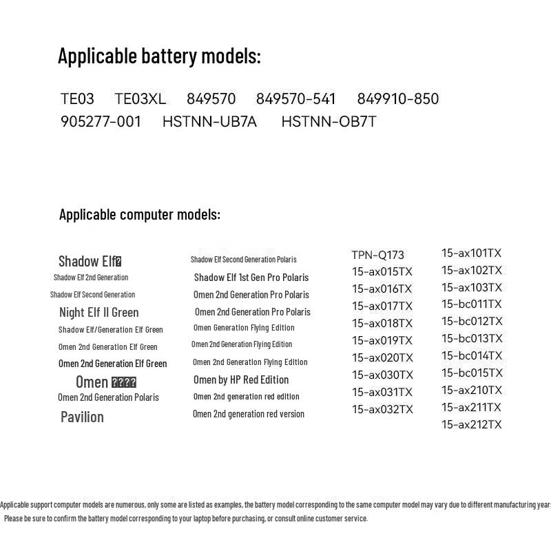 Llano HP Omen 2 TE03XL HSTNN-UB7A Laptop Battery