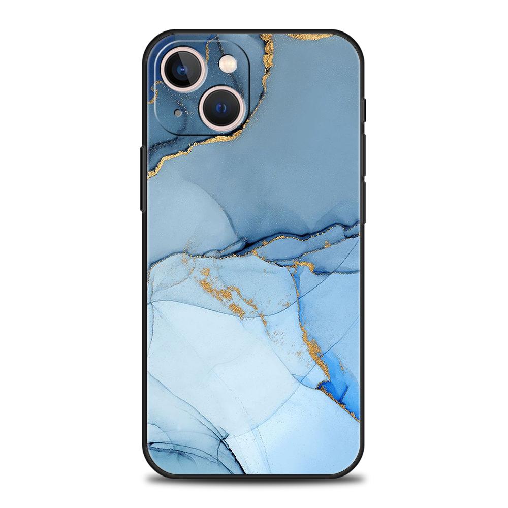 

Чехол для телефона iPhone 15 14 13 12 11 Pro Max XS Max XR X 7 8 Plus 13, чехол с черным корпусом, розовое золото, мрамор, модная живопись iPhone 13