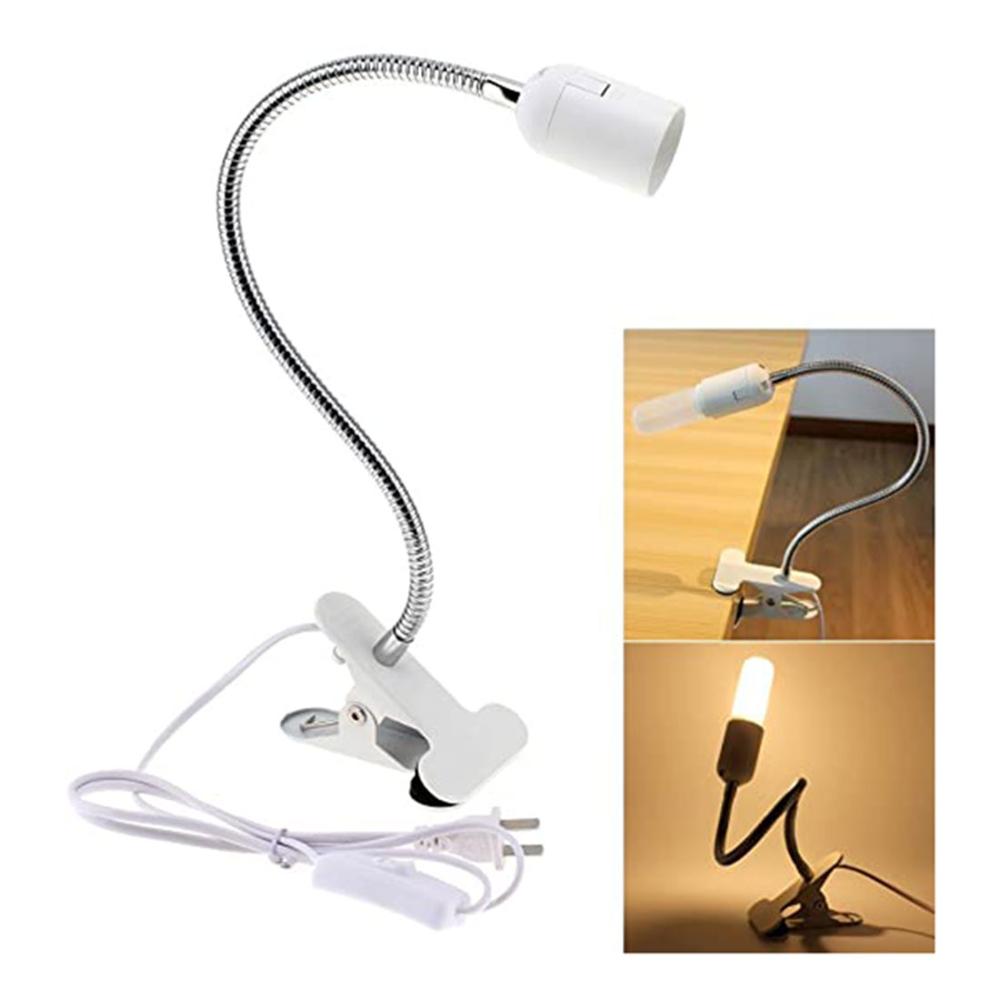 Black White Plug in Clip on Light, Screw Bulb Clip on Desk Light for Desk, Bed Headboard with On/Off Switch, Clamp Lamp for Read