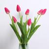 Artificial Tulip with Green Leaves Realistic Fake Flower Stem Wedding Party Table Centerpiece Indoor Outdoor Faux Bloom Decoration