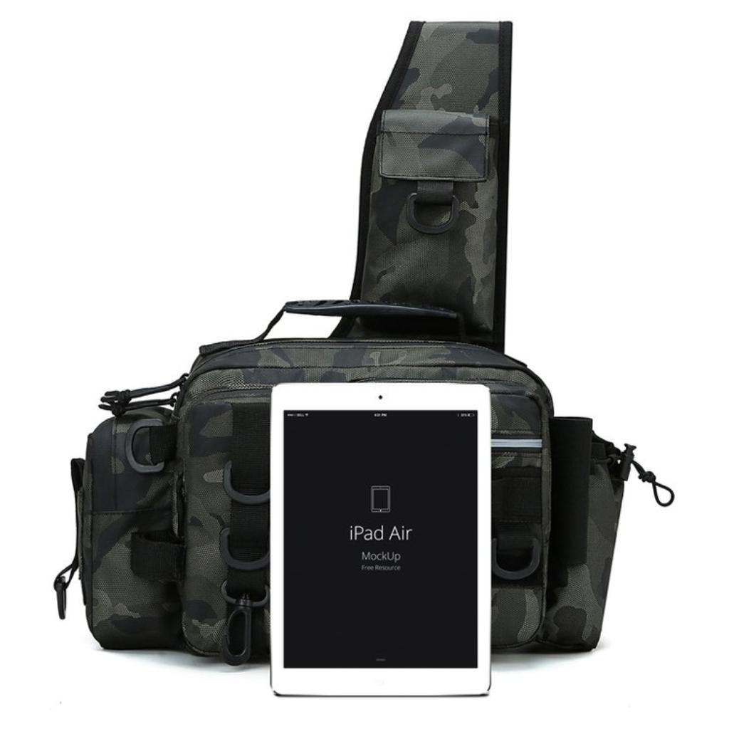 Crossbody Bag Unisex Nylon Multi Pocket Lightweight for Outdoor Fishing