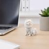 3D Printed Cute Pomeranian Dog Figurine, White Twisting Head Puppy Statue, Small Desktop Ornament for Home Office Desk Decor, Creative Minimalist