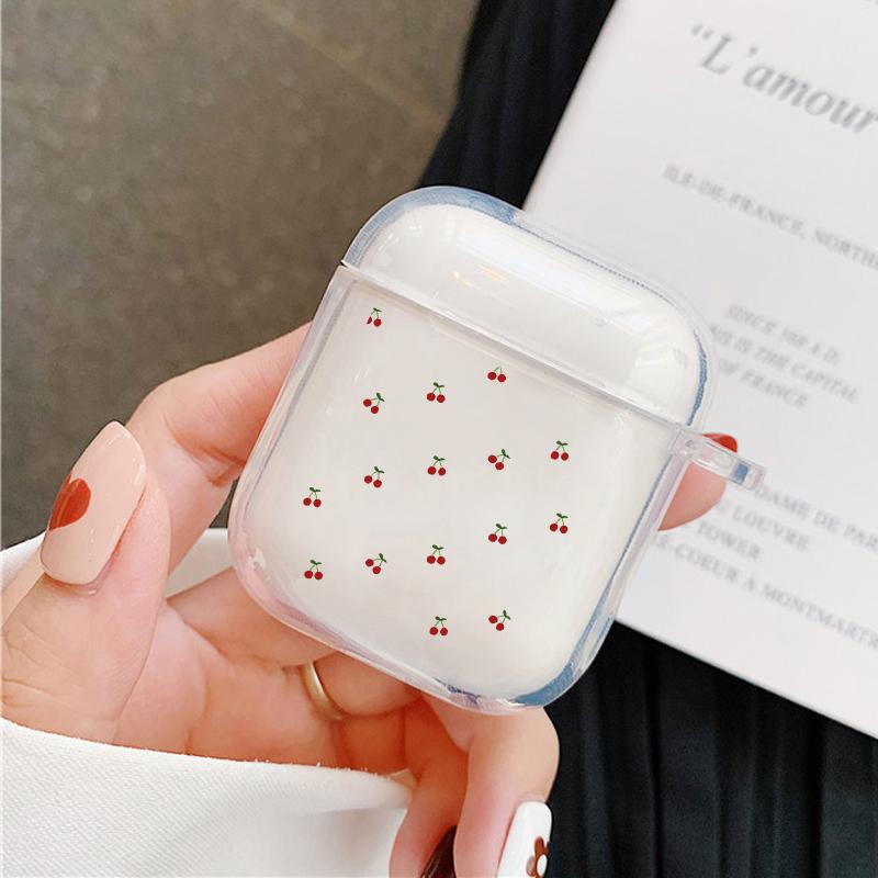 

INS Милый Мультяшный Вишневый Чехол для Наушников Apple Airpods 4 3 2 1 Pro Pro2 Мягкий Прозрачный Чехол для Airpods 4 2024 Кавайный Фруктовый Свежий Чехол Airpods 1or2
