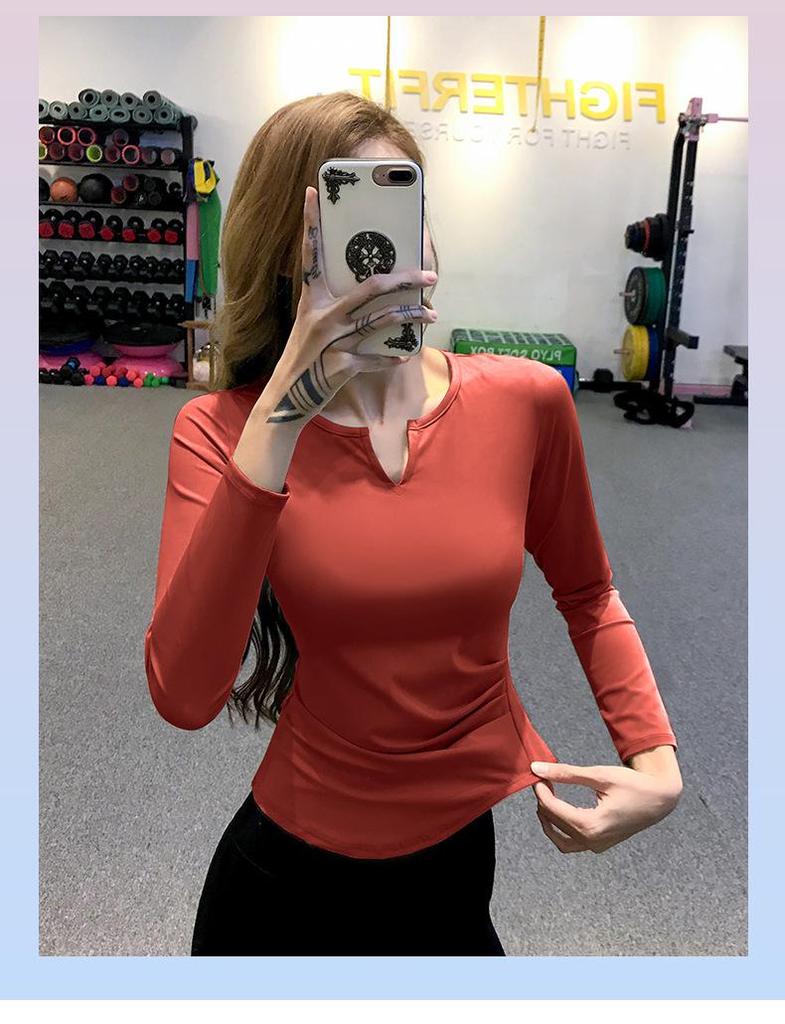 Women's Quick-dry V-neck Long-sleeve Slim-fit Yoga Top